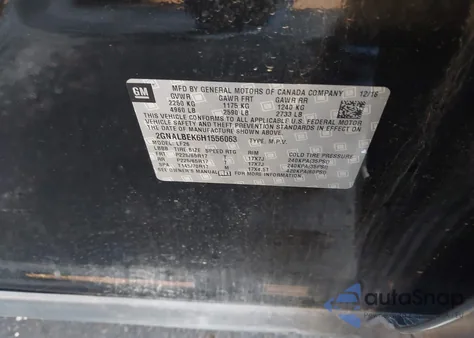 2017 Chevrolet Equinox Ls из США, поврежденный, VIN 2GNALBEK6H1556063